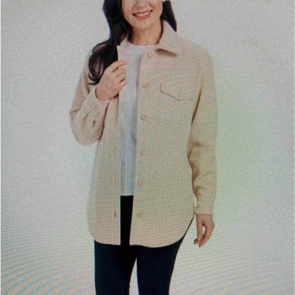 HILLARY RADLEY Cream Button Up Jacket Size Large